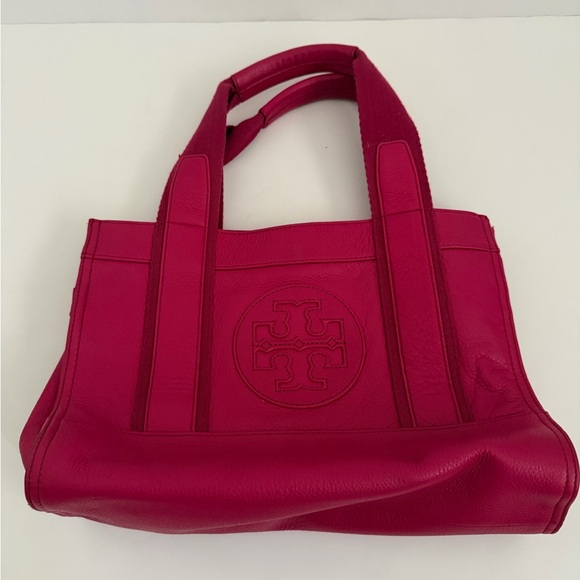 Tory Burch Pebbled Leather Tote Bag in Raspberry / Magenta Pink - Picture 5 of 10
